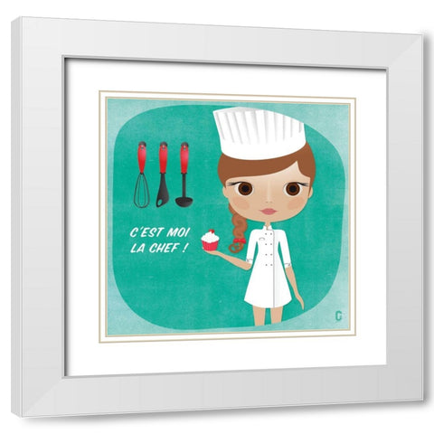 Nenette Chef White Modern Wood Framed Art Print with Double Matting by Nolf, Cecile