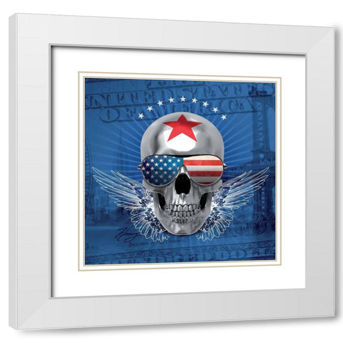 Skull White Modern Wood Framed Art Print with Double Matting by BRAUN Studio