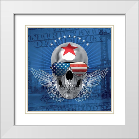 Skull White Modern Wood Framed Art Print with Double Matting by BRAUN Studio