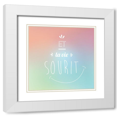 Et la vie sourit White Modern Wood Framed Art Print with Double Matting by Braun Studio