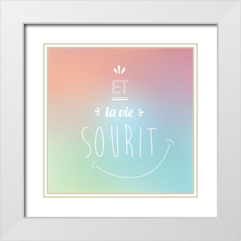 Et la vie sourit White Modern Wood Framed Art Print with Double Matting by Braun Studio