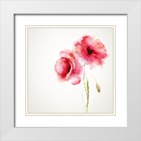 Aquarelle 3 White Modern Wood Framed Art Print with Double Matting by Braun Studio