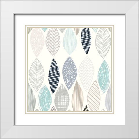 Organic Feuilles White Modern Wood Framed Art Print with Double Matting by Braun Studio