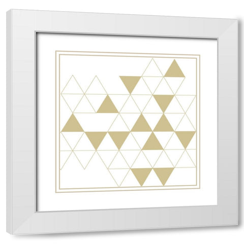 Losanges blancs dorÃ©s White Modern Wood Framed Art Print with Double Matting by Braun Studio