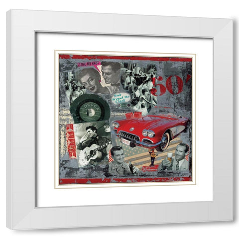 Fifties White Modern Wood Framed Art Print with Double Matting by Sigrid, M.