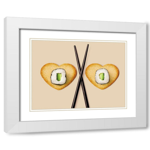 Baguettes et makis II White Modern Wood Framed Art Print with Double Matting by Sultan, Galith