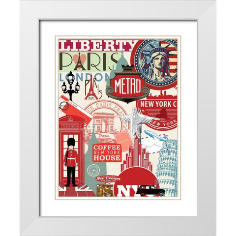 Paris Liberty White Modern Wood Framed Art Print with Double Matting by BRAUN Studio