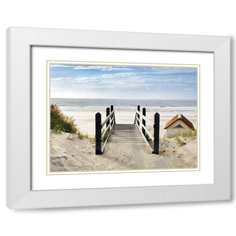 Plage White Modern Wood Framed Art Print with Double Matting by Braun Studio