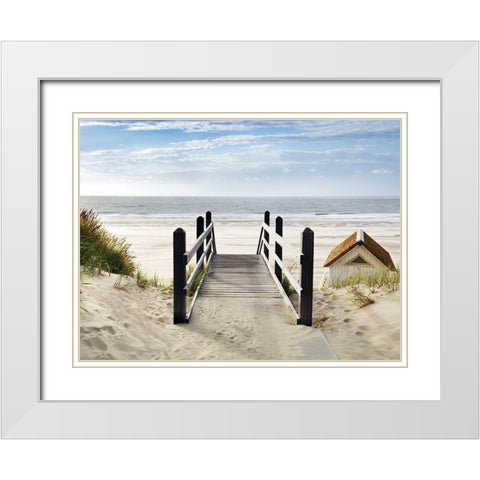 Plage White Modern Wood Framed Art Print with Double Matting by Braun Studio