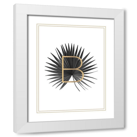 Palm tree leaf with gold White Modern Wood Framed Art Print with Double Matting by Braun Studio