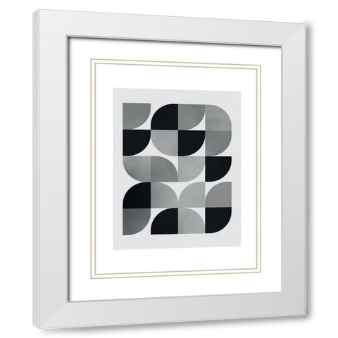 Danish Abstract 1 White Modern Wood Framed Art Print with Double Matting by Braun Studio