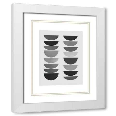 Danish Abstract 3 White Modern Wood Framed Art Print with Double Matting by Braun Studio