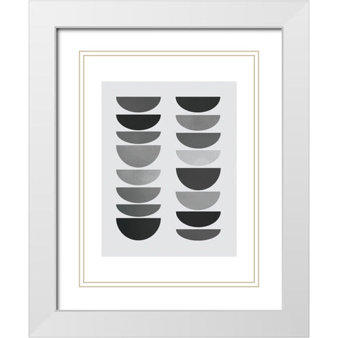 Danish Abstract 3 White Modern Wood Framed Art Print with Double Matting by Braun Studio