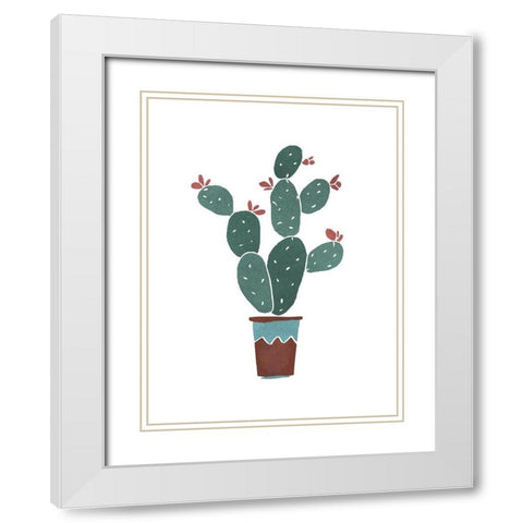 Cactus 1 White Modern Wood Framed Art Print with Double Matting by Braun Studio
