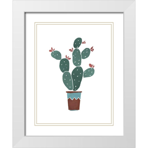 Cactus 1 White Modern Wood Framed Art Print with Double Matting by Braun Studio