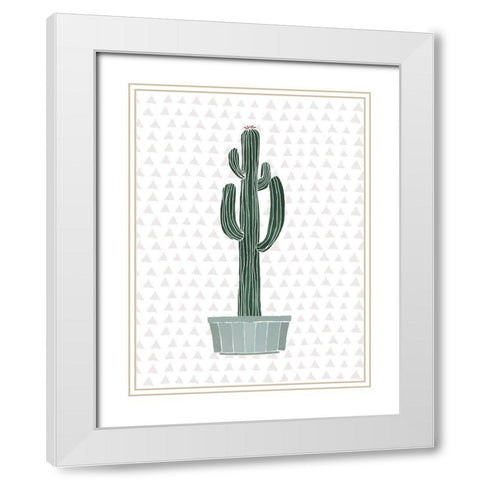 Cactus 2 White Modern Wood Framed Art Print with Double Matting by Braun Studio