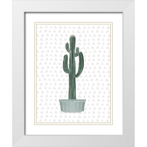 Cactus 2 White Modern Wood Framed Art Print with Double Matting by Braun Studio