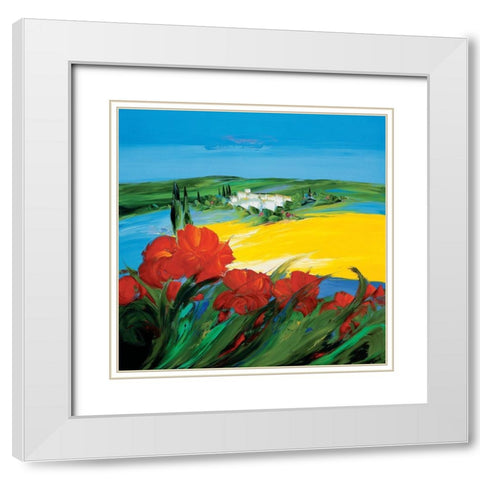 Couleur coquelicot 1 White Modern Wood Framed Art Print with Double Matting by Vadon, Veronique