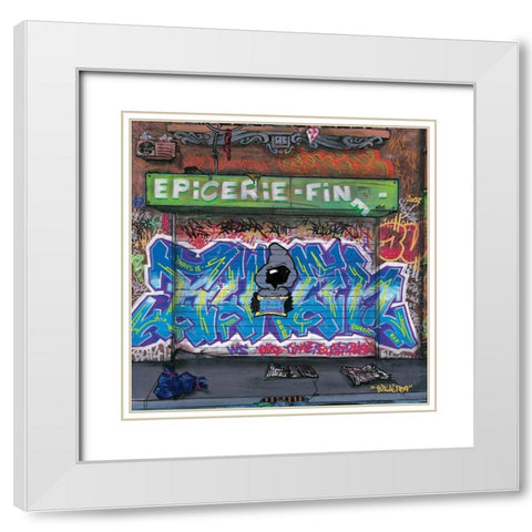 Epicerie fine White Modern Wood Framed Art Print with Double Matting by Butch and Pea