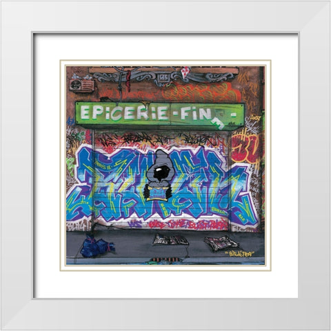 Epicerie fine White Modern Wood Framed Art Print with Double Matting by Butch and Pea