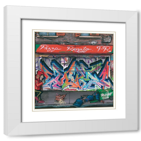 Pizza Renato White Modern Wood Framed Art Print with Double Matting by Butch and Pea