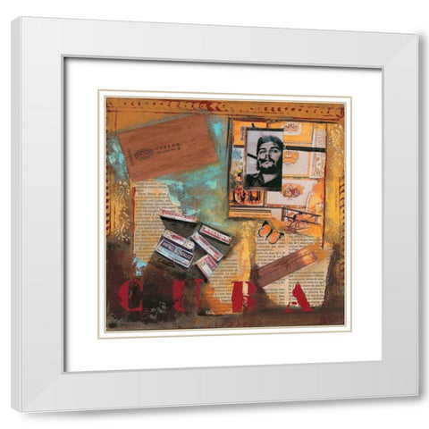 Un jour a Cuba II  White Modern Wood Framed Art Print with Double Matting by Sigrid, M.