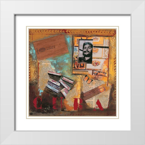 Un jour a Cuba II  White Modern Wood Framed Art Print with Double Matting by Sigrid, M.