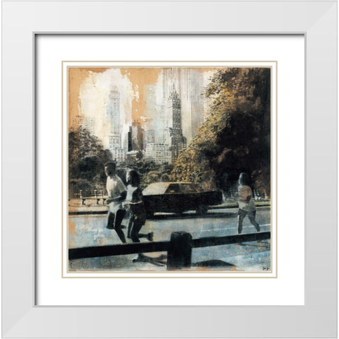New York Central Park White Modern Wood Framed Art Print with Double Matting by JMG