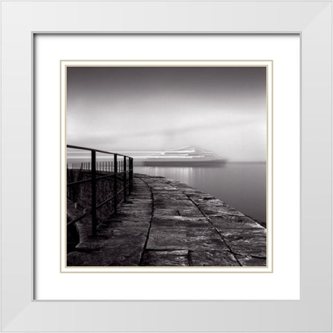 Bastia White Modern Wood Framed Art Print with Double Matting by Poli, Jean-Philippe