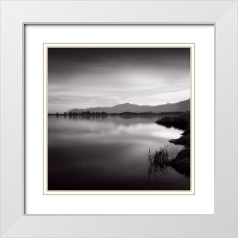 Etang White Modern Wood Framed Art Print with Double Matting by Poli, Jean-Philippe