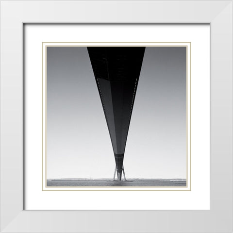 Pont de Normandie White Modern Wood Framed Art Print with Double Matting by Laurenceau, Gerard
