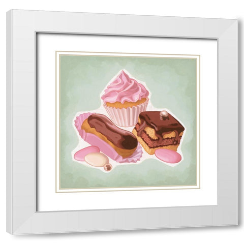 Petits fours White Modern Wood Framed Art Print with Double Matting by Cazenave, Maryline