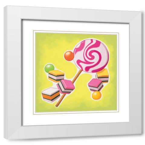 Sucreries White Modern Wood Framed Art Print with Double Matting by Cazenave, Maryline