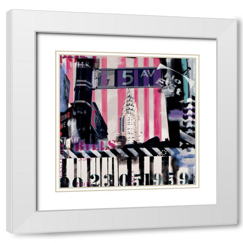 Fifth Avenue White Modern Wood Framed Art Print with Double Matting by Gachaga, Vincent