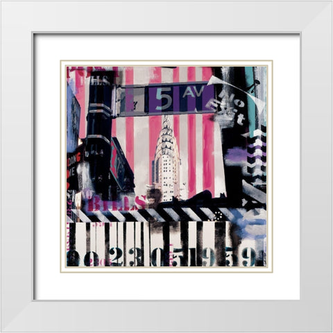 Fifth Avenue White Modern Wood Framed Art Print with Double Matting by Gachaga, Vincent