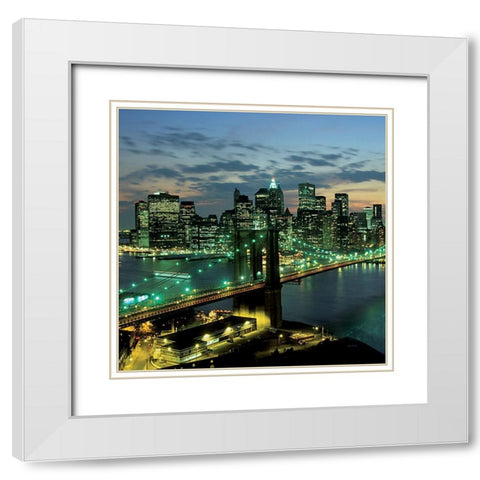 Le pont de Manhattan White Modern Wood Framed Art Print with Double Matting by Setboun, Michel