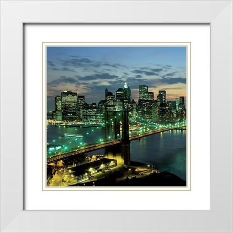 Le pont de Manhattan White Modern Wood Framed Art Print with Double Matting by Setboun, Michel