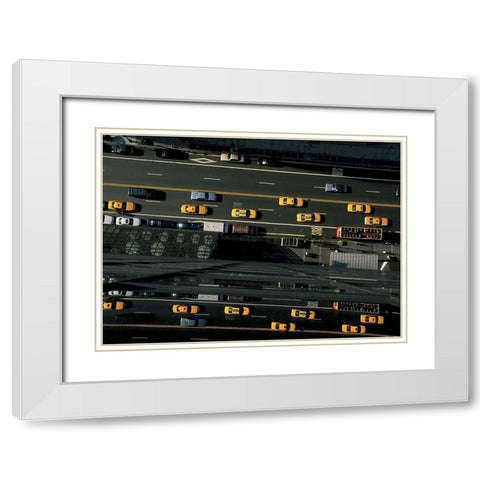 42eme Rue pres de dela 5eme Avenue (detail) White Modern Wood Framed Art Print with Double Matting by Setboun, Michel