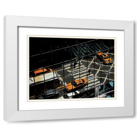 Reflets sur la 42eme rue (detail) White Modern Wood Framed Art Print with Double Matting by Setboun, Michel