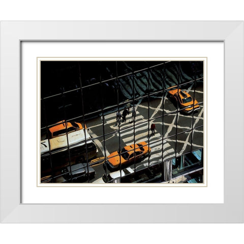 Reflets sur la 42eme rue (detail) White Modern Wood Framed Art Print with Double Matting by Setboun, Michel