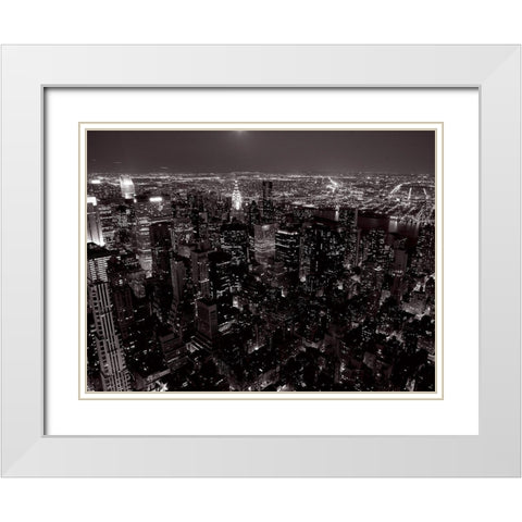 Manhattan Est et le Queens (detail) White Modern Wood Framed Art Print with Double Matting by Setboun, Michel