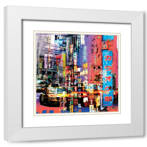 NY Chinatown White Modern Wood Framed Art Print with Double Matting by Bouteiller, Cedric
