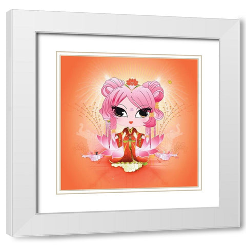 Padme White Modern Wood Framed Art Print with Double Matting by DS, Kamala