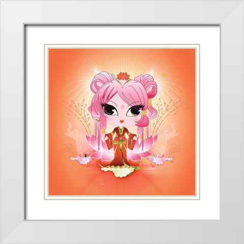 Padme White Modern Wood Framed Art Print with Double Matting by DS, Kamala