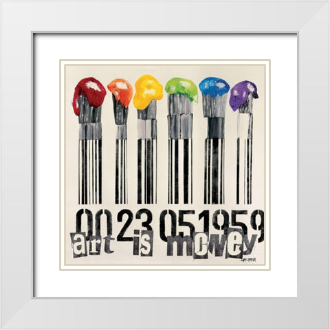 Art is money White Modern Wood Framed Art Print with Double Matting by Gachaga, Vincent