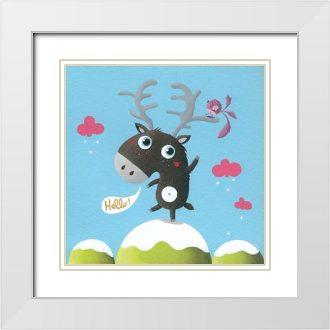 Renne White Modern Wood Framed Art Print with Double Matting by MKT4