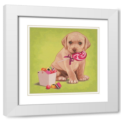 Lollypop lab White Modern Wood Framed Art Print with Double Matting by Cazenave, Maryline