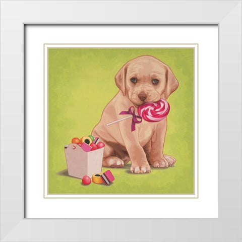 Lollypop lab White Modern Wood Framed Art Print with Double Matting by Cazenave, Maryline