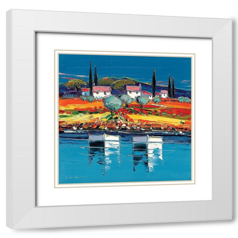 Soir a Porquerolles White Modern Wood Framed Art Print with Double Matting by Corbiere