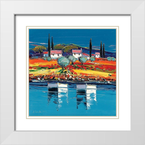 Soir a Porquerolles White Modern Wood Framed Art Print with Double Matting by Corbiere